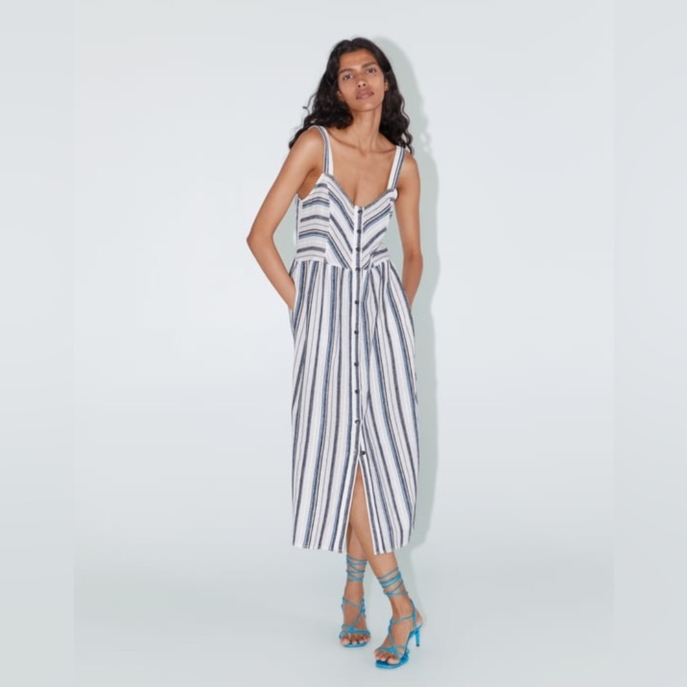 ZARA STRIPED STRAPPY DRESS, size XS